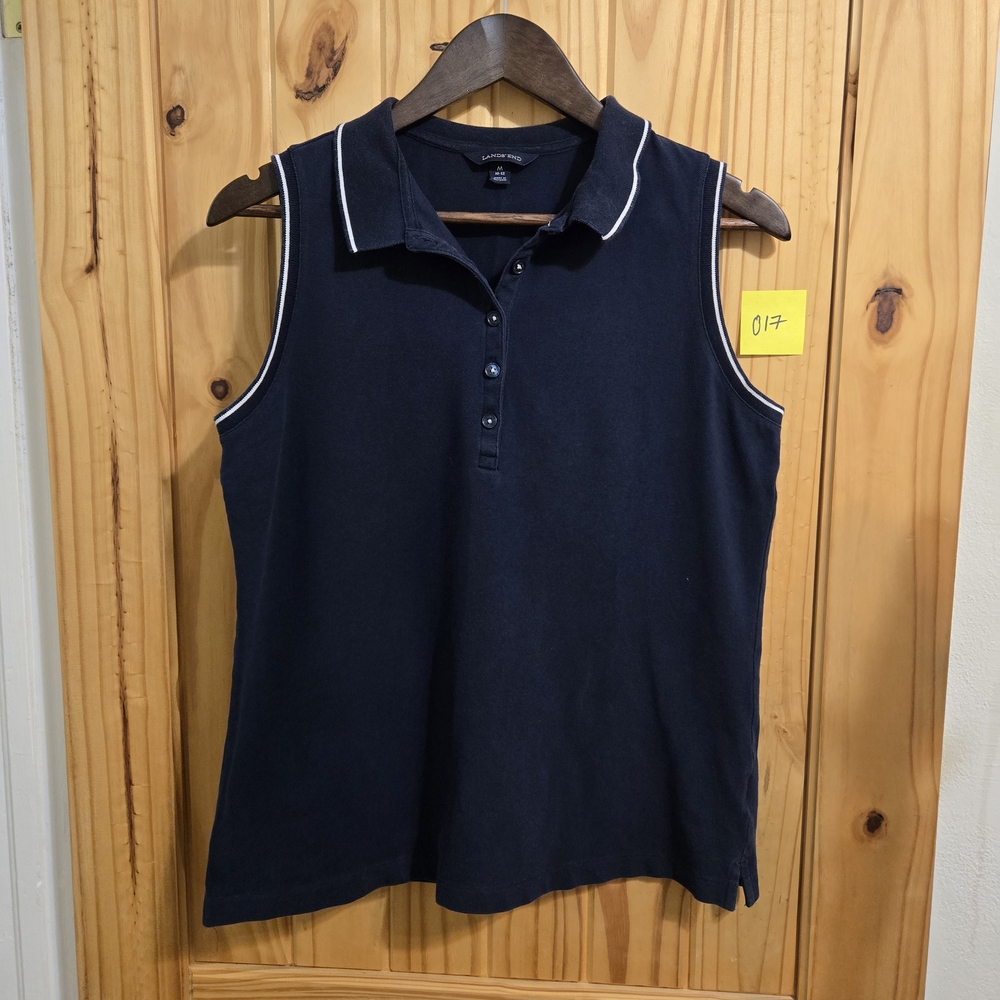 Lands' End Navy Sleeveless Polo Top Size M